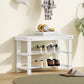 Bamboo Shoe Storage Bench, 3-Tier Entryway Bench with 2 Storage Shelves for Hallway, Holds 6 Pairs, White
