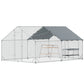 Metal Chicken Coop Run w/ Waterproof Cover, Nesting Box, Roosting Bars, for Outdoor Backyard