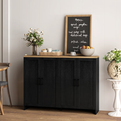 Sideboard Buffet Cabinet with 4 Doors - Black