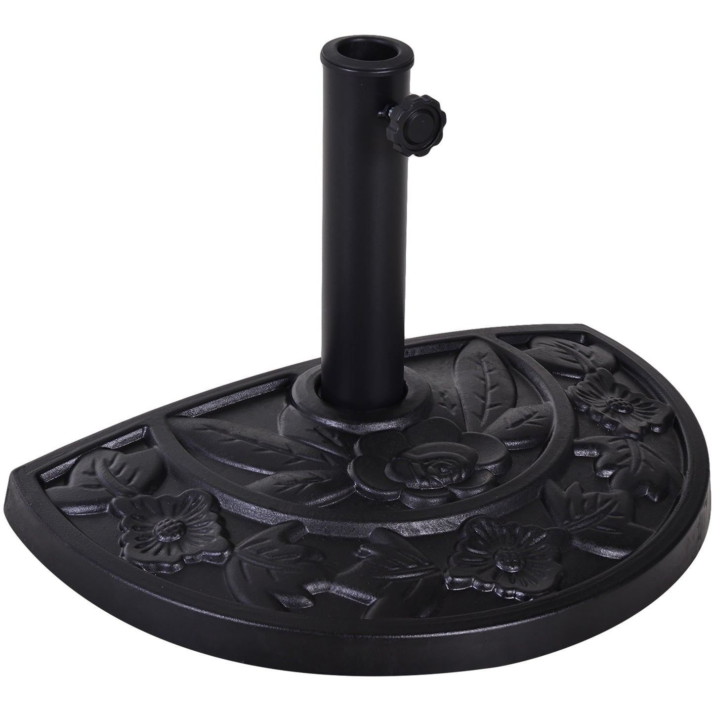 20 lbs Resin Half Round Patio Umbrella Base 20" Outdoor Decorative Parasol Stand Holder For Φ1.5", Φ1.9" Pole, Black