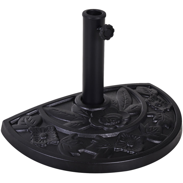 20 lb Black Resin Half Round Umbrella Base for 1.5-1.9" Poles