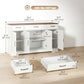 Sideboard Buffet Cabinet, 55" Farmhouse Kitchen Cabinet with 4 Barn Doors, 3 Drawers, 3 Adjustable Shelves, White