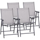 4-Piece Folding Chair Set for Relaxing on Patio Balcony Garden, Comfortable Outdoor Furniture with Armrests, Grey