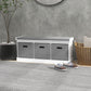 Shoe Storage Bench with Seat, Entryway Bench Seat with Cushion, 3 Fabric Drawers for Hallway, White