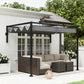 10' x 7' Lean To Pergola, Metal Pergola with Retractable Roof for Grill, Garden, Patio, Deck