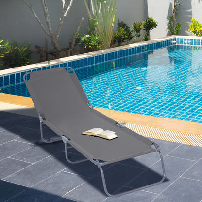 Grey Folding Beach Lounger with Mesh Fabric