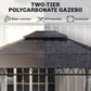 10' x 12' Outdoor Hardtop Gazebo Canopy w/ Double PC Roof, Steel Frame, Nettings, Curtains for Garden Lawn Deck, Grey