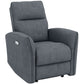 Power Recliner Chair, Dyed Fabric (Like Leathaire) Upholstered Recliner Chair with USB Ports, Footrest, Charcoal Grey