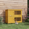 Yellow Wood Rabbit Hutch with 2 Main Houses & Ramp