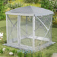 Pop-Up Tent, Foldable Screen Tent with Carry Bag, Zippered Door and Ground Stakes, Fits 3-4 People, Light Grey