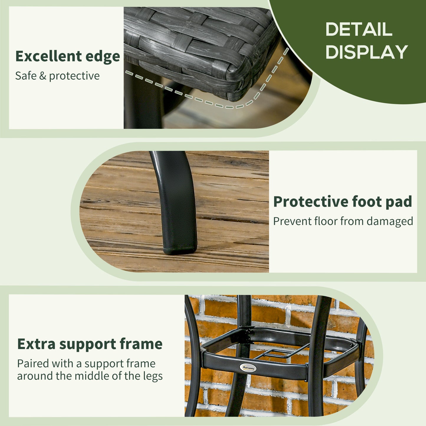 Patio Wicker Dining Table with Umbrella Hole, 34 Inch Outdoor PE Rattan Coffee Table with Plastic Board Under the Woven Table Top for Patio, Garden, Balcony, Mixed Brown