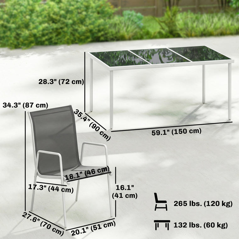 7-Piece Garden Dining Set with Rectangle Table
