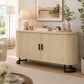 Fluted Sideboard Buffet Cabinet, 55" Modern Coffee Bar Cabinet with Sliding Doors and Adjustable Shelves, Natural