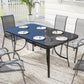 Outdoor Dining Table for 6 with Umbrella Hole, Metal Patio Dining Table with Tempered Glass Top