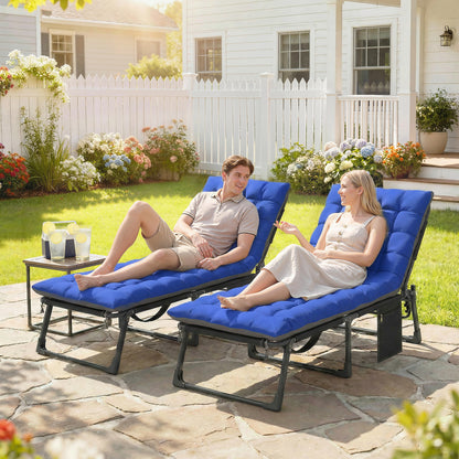 29.5" Folding Chaise Lounge Set of 2 with Side Pocket