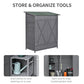 Garden Storage Shed Asphalt Roof Wooden Timber Double Door Utility Storage House with Shelf, Green and Grey