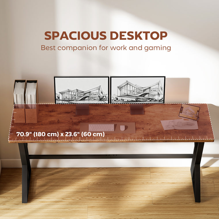 71" Industrial Computer Desk with X-Frame - Rustic Brown