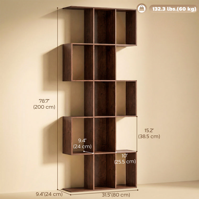 5-Tier S-Shaped Geometric Bookcase