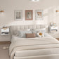 Floating Nightstands, Wall Mounted Bedside Tables Set of 2 with Drawer and Open Shelf, White