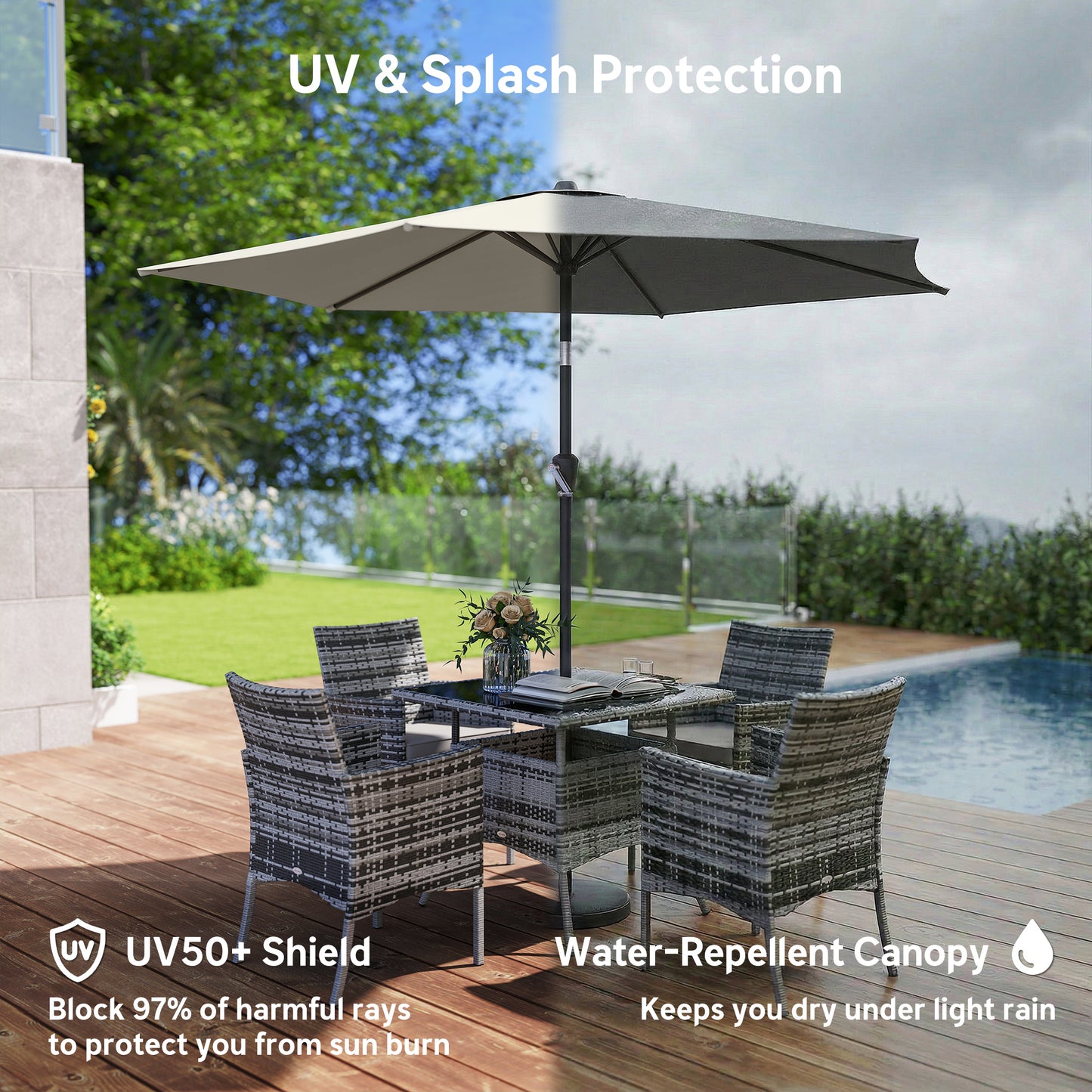 9' Outdoor Table Patio Umbrella with Tilt & UV Protection