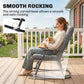 Folding Rocking Chair Set of 2 Padded Rockers with Armrest, Light Grey