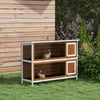 2-Tier Brown Wooden Rabbit Hutch with Run