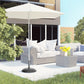 44 lbs Cement Round Umbrella Base Holder 19" Heavy Duty Parasol Stand for Patio, Outdoor, Backyard, Black