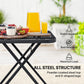 27.5" Square Outdoor Patio Table, Outdoor Folding Table with Grid Rattan-Like Top for Camping, Picnic, Black