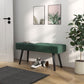 39 Inches Upholstered Bedroom Bench, Modern End of Bed Bench with Steel Legs, Green