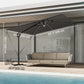 10 x 9.7 ft Offset Cantilever Patio Umbrella with Lights, Wind Rope, UPF50+ Outdoor Cantilever Parasol, Dark Grey