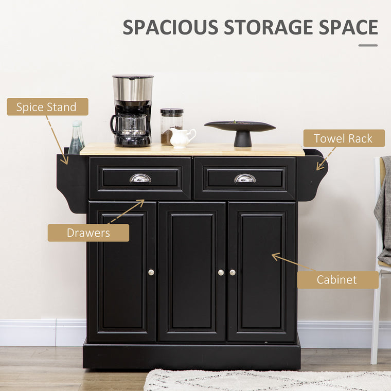 Rolling Kitchen Island with Wood Top and Drawer