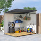 5x7 Garden Shed, Lean-to Metal Storage with Foundation, Sliding Door & 2 Vents for Garden Tools, White