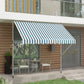 10x5ft Manual Retractable Awning, Patio Sun Shade Canopy Shelter with 5.6-9.2ft Support Pole, Water Resistant UV Protector, for Window, Door, Porch, Deck, Green