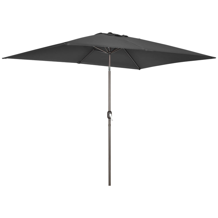 6.5' x 10' Black Rectangular Market Umbrella