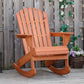 Wooden Adirondack Rocking Muskoka Chair with Slatted Wooden Design, Fanned Back and Classic Rustic Style, Teak