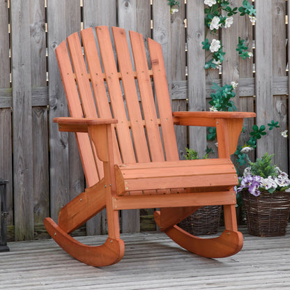 Teak Wooden Adirondack Rocking Chair with Fanned Back