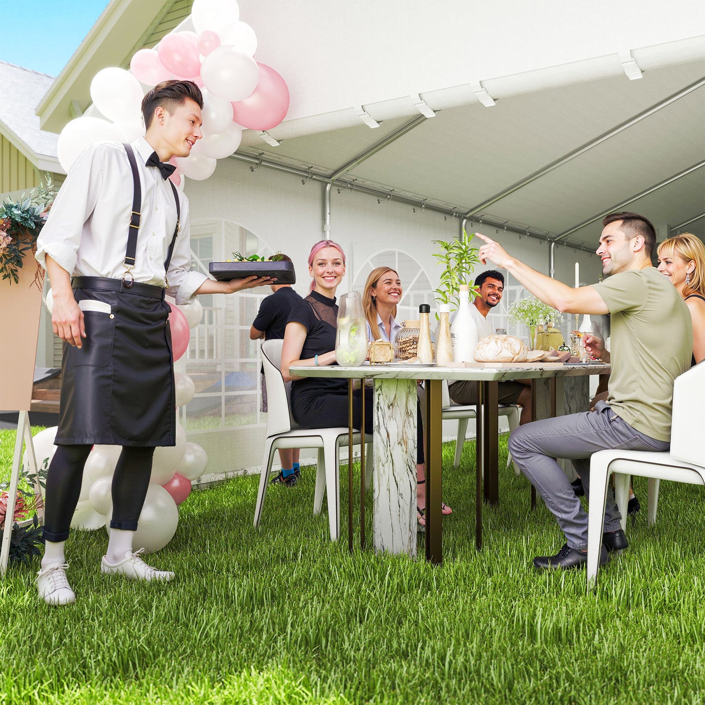 Heavy Duty Large Party Tent & Carport with Removable Sidewalls, Portable Garage Canopy Tent, White