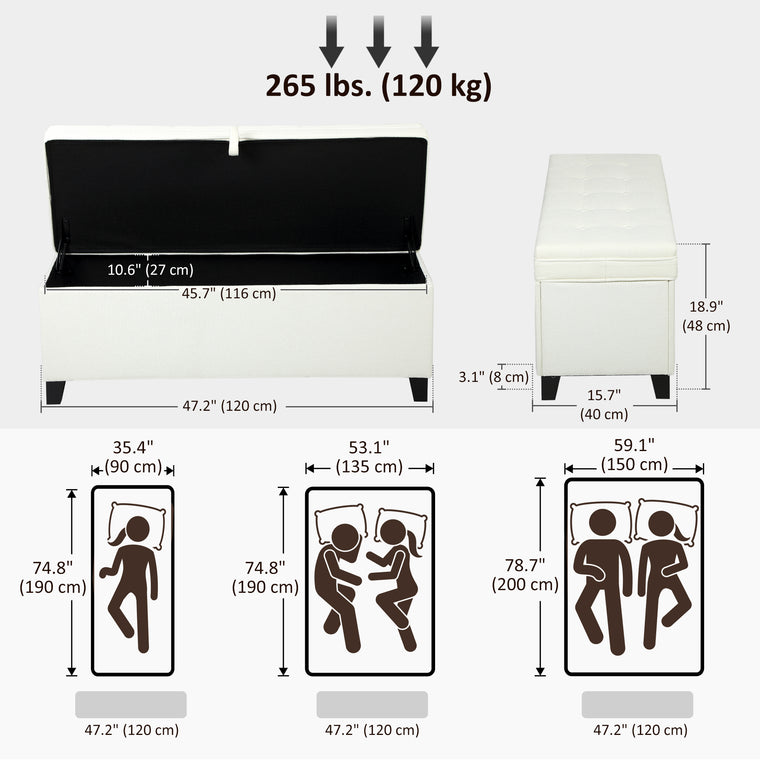 47" Linen Storage Ottoman Bench