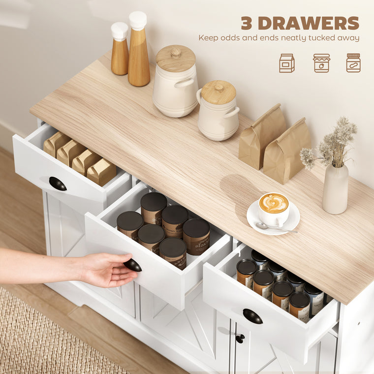 46.5" Farmhouse Buffet Sideboard with 3 Barn Doors