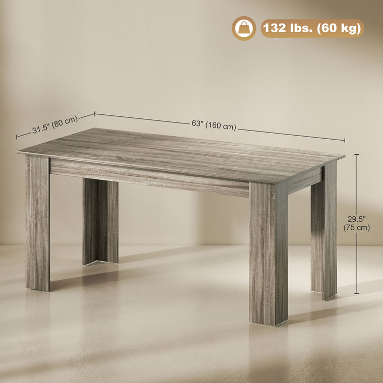 63" Dining Table for 4-6 with Wood Effect