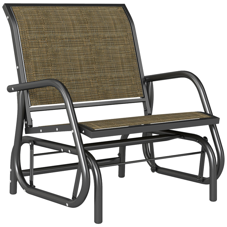 Patio Glider Chair with Mesh Seat & Metal Frame
