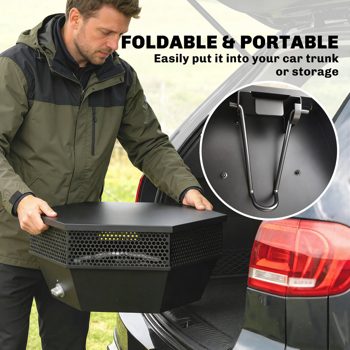 20" Foldable Propane Fire Pit with Lid