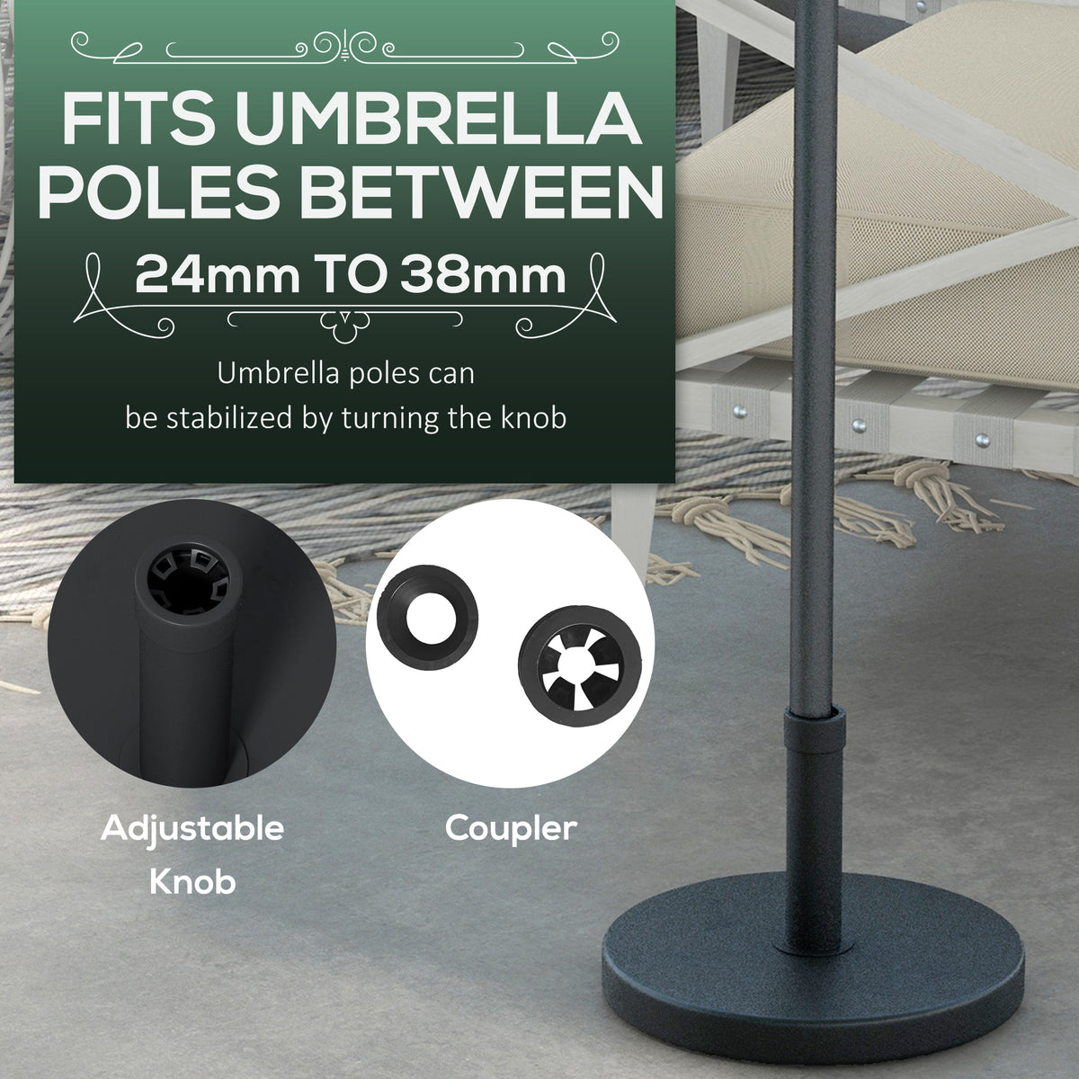 33 lbs Black Concrete Umbrella Base 18.3" Round