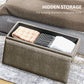 39" Storage Ottoman, Velvet End of Bed Bench with Steel Legs, Foot Stool with Storage for Bedroom, Living Room, Beige