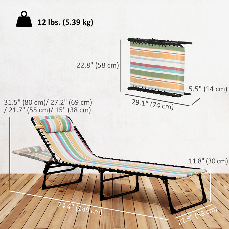 Multicoloured 4-Level Adjustable Chaise Lounge