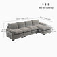 Sofa Couch with Chaise Lounge, Chenille L-shaped Couch with Double-layer Seat Cushion for Living Room, Grey