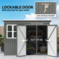 8.5' x 6' Galvanised Steel Outdoor Storage Shed, Garden Shed with Window, Lockable Wide Doors and Air Vents, Grey