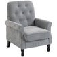 Accent Chair, Mid-Century Modern Armchair with Thick Padded Seat, Spring Cushion, Solid Wood Legs, Grey