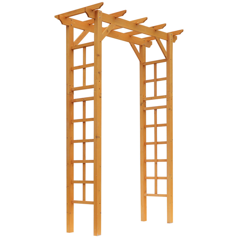 85" Orange Wooden Garden Arbour with Trellis