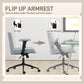 Criss Cross Chair with Flip-up Armrests, Wheels, Wide Office Chair with Adjustable Height, Tilting, Grey